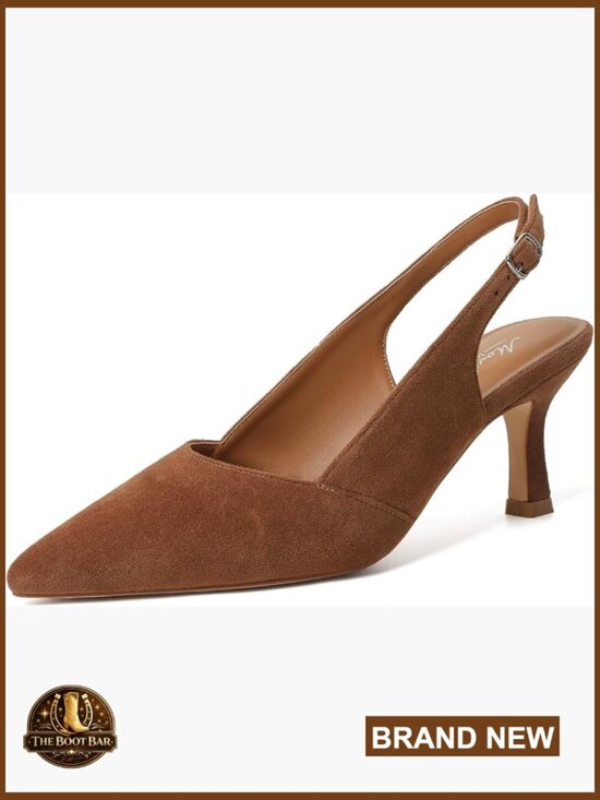 Shoes - Suede Kitten Heels Slingback Pumps Pointed Toe Women's Shoes